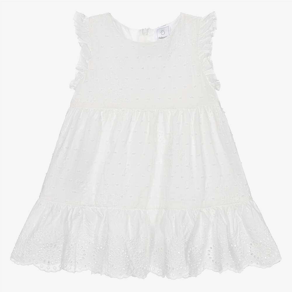 Falcotto by Naturino-Girls White Embroidered Cotton Dress | Childrensalon Outlet