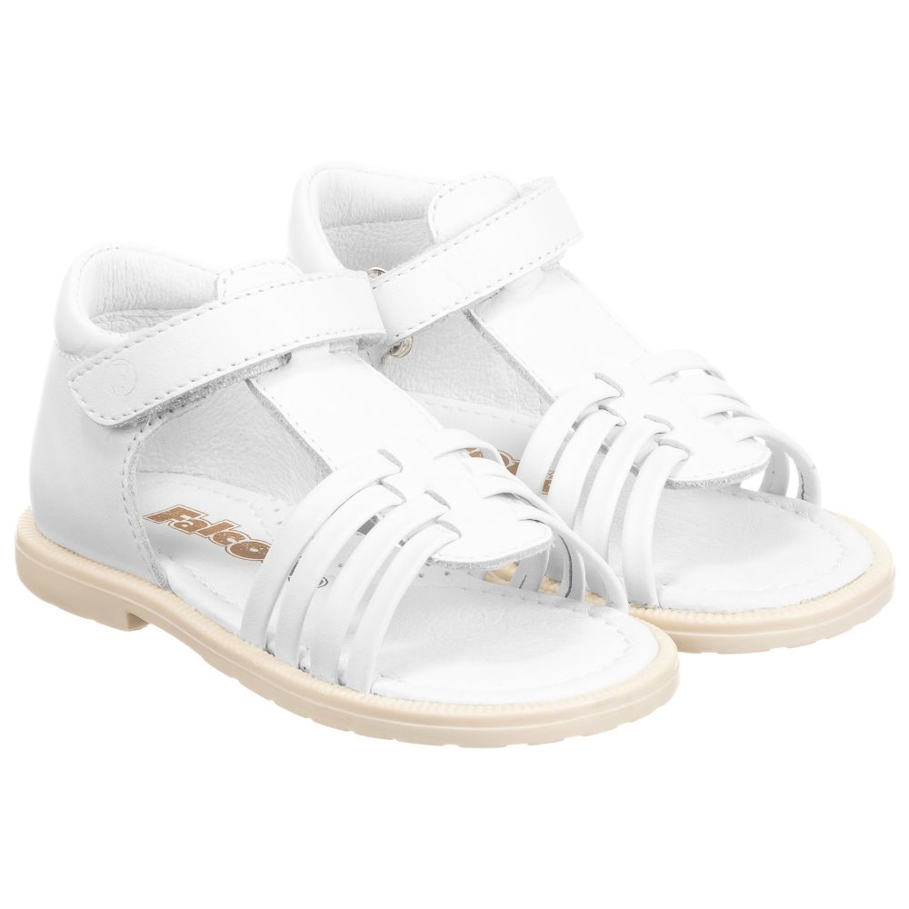 Falcotto by Naturino Girls White Leather Sandals Childrensalon