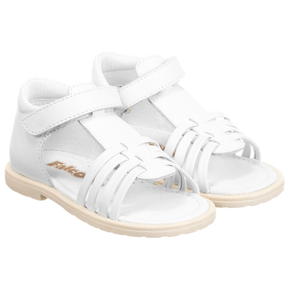 Falcotto by Naturino - Girls White Leather Sandals | Childrensalon