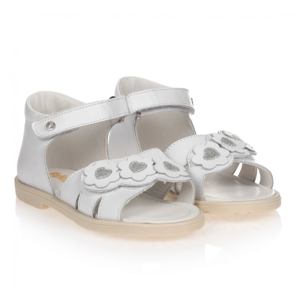 Falcotto by Naturino - Girls White Leather Sandals | Childrensalon