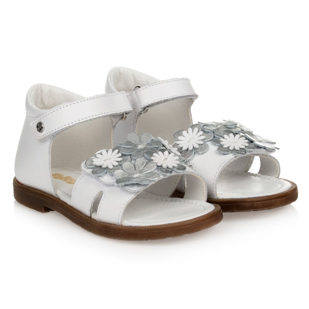 Falcotto by Naturino - Girls White Leather Sandals | Childrensalon