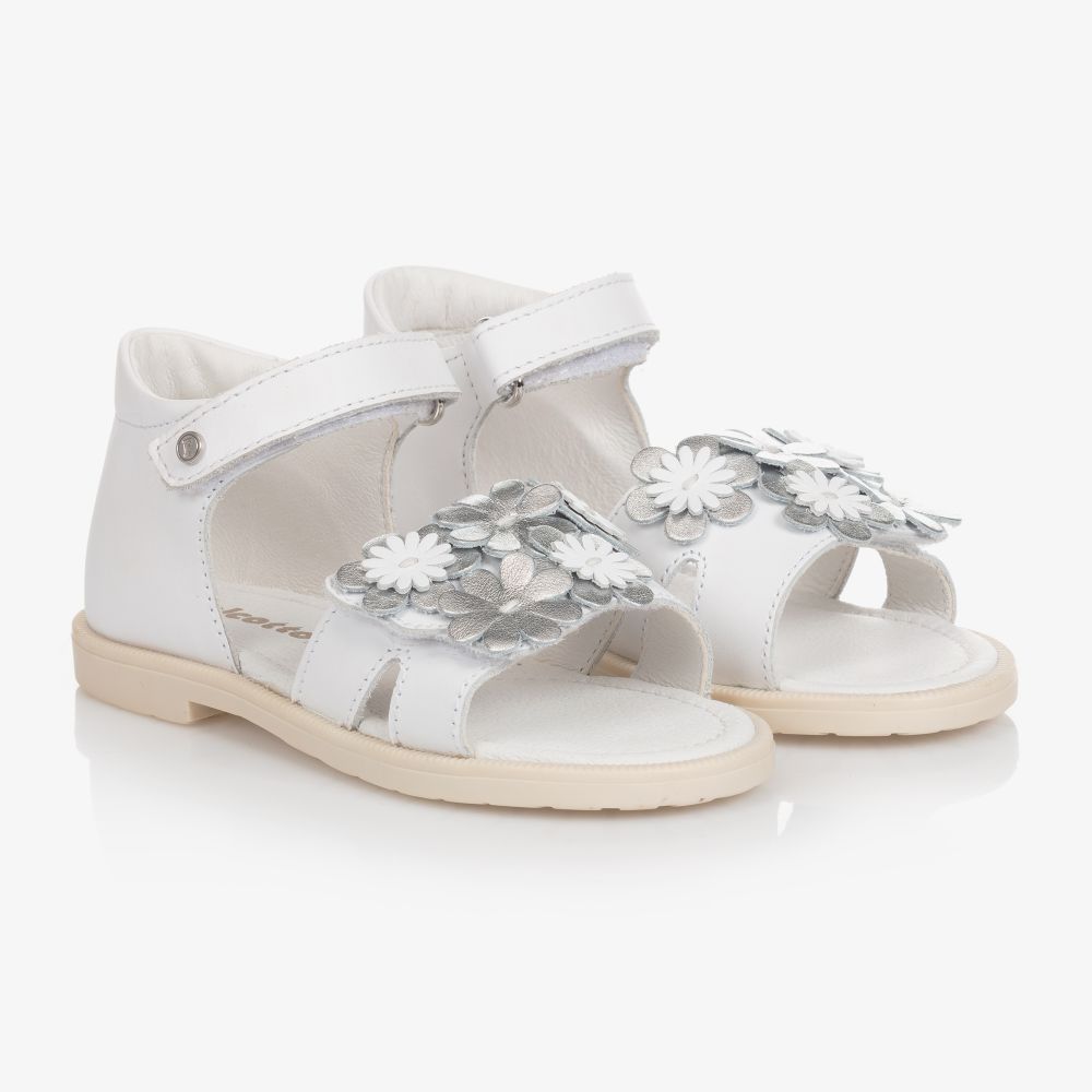 Falcotto by Naturino - Girls White Leather Sandals | Childrensalon