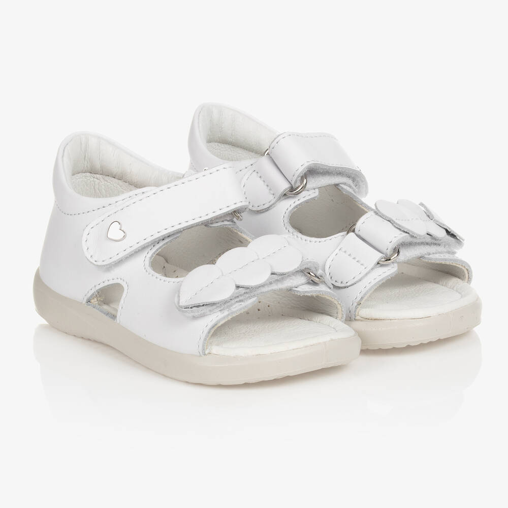 Falcotto by Naturino - Girls White Leather Sandals | Childrensalon