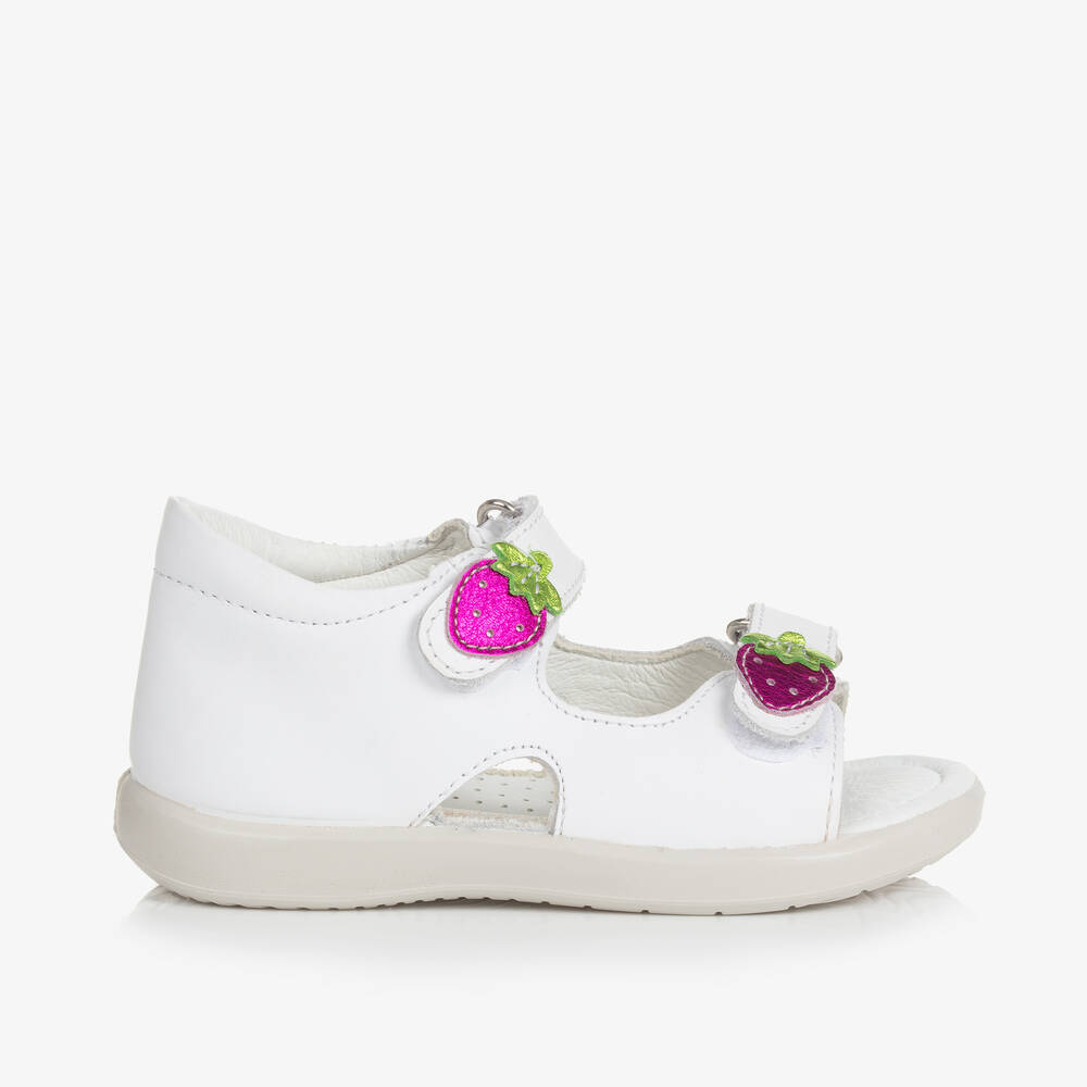 Falcotto by Naturino-Girls White Leather Strawberry Sandals | Childrensalon Outlet