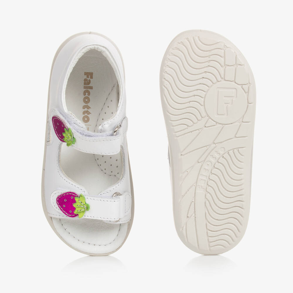 Falcotto by Naturino-Girls White Leather Strawberry Sandals | Childrensalon Outlet