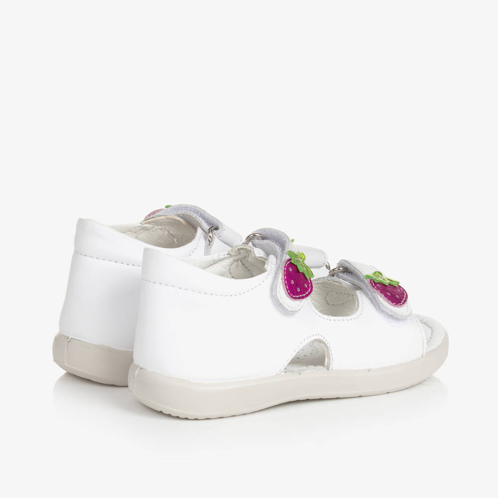 Falcotto by Naturino-Girls White Leather Strawberry Sandals | Childrensalon Outlet