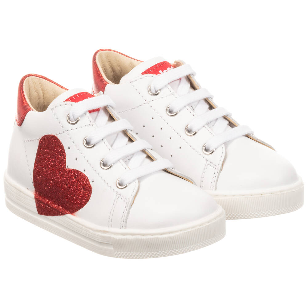 Falcotto by Naturino - Girls White Leather Trainers | Childrensalon