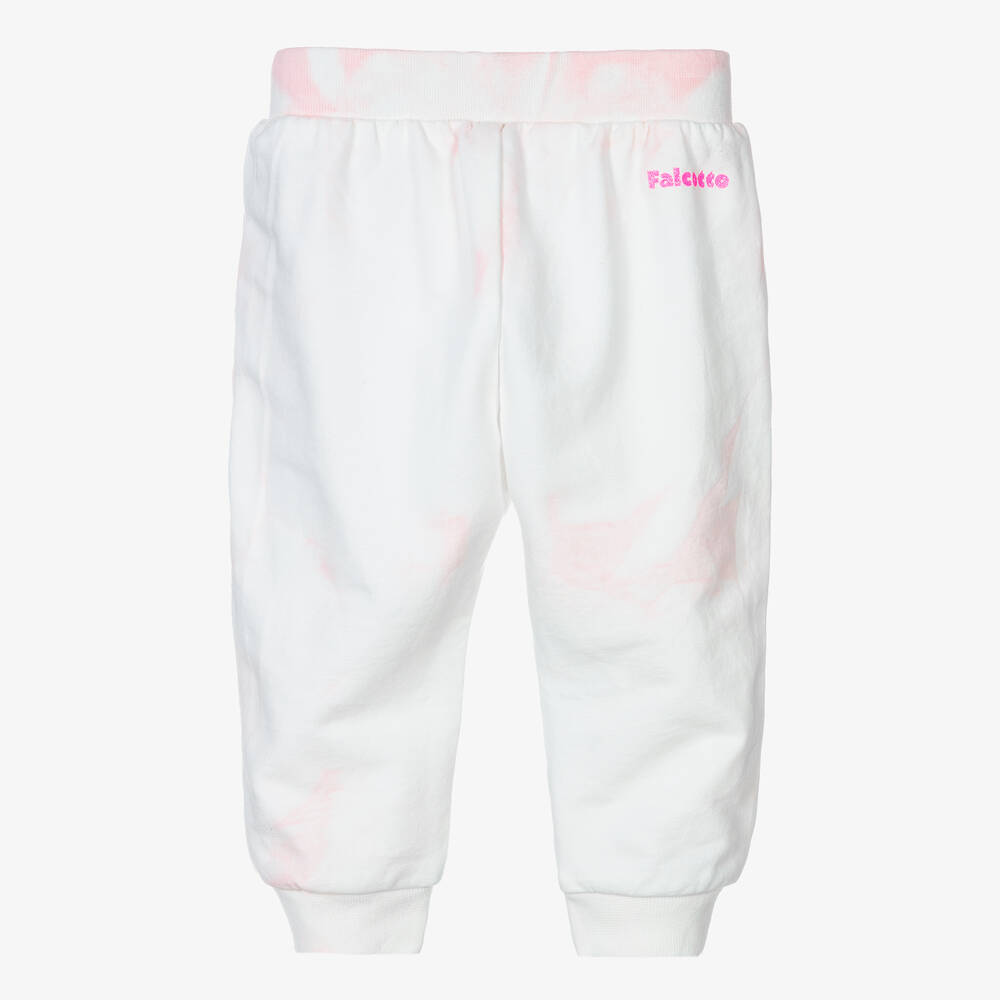 Falcotto by Naturino-Girls White & Pink Cotton Joggers | Childrensalon Outlet