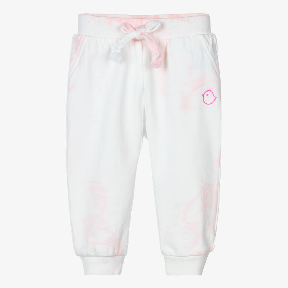 Falcotto by Naturino - Girls White & Pink Cotton Joggers | Childrensalon