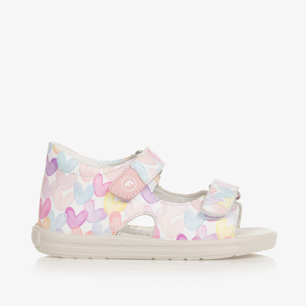 Falcotto by Naturino-Girls White & Pink Heart Sandals | Childrensalon Outlet