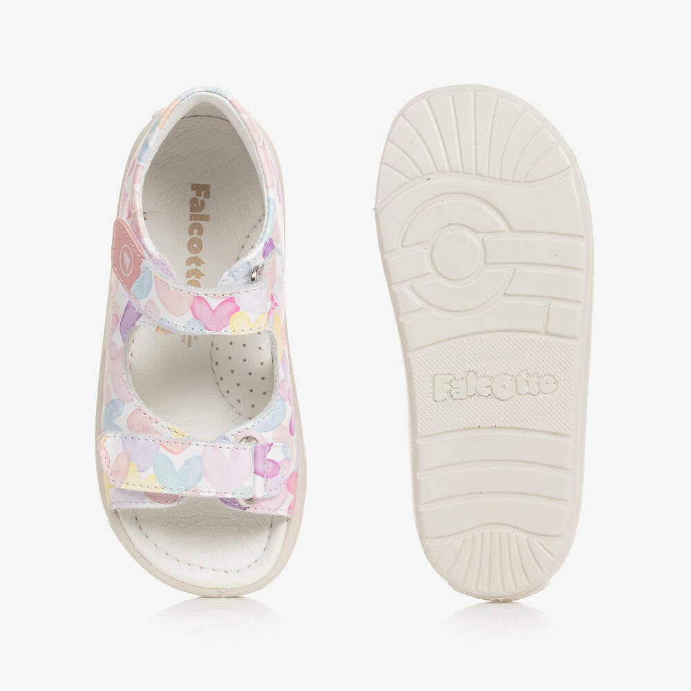 Falcotto by Naturino-Girls White & Pink Heart Sandals | Childrensalon Outlet