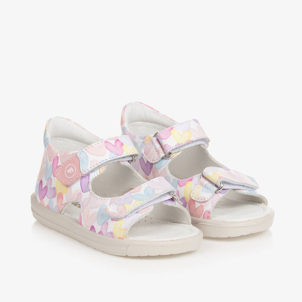 Girls White Pink Heart Sandals