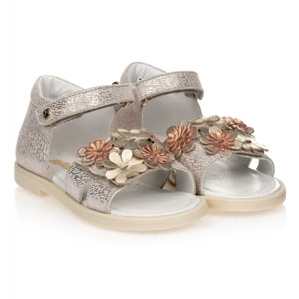 Falcotto by Naturino - Gold Suede Leather Sandals | Childrensalon