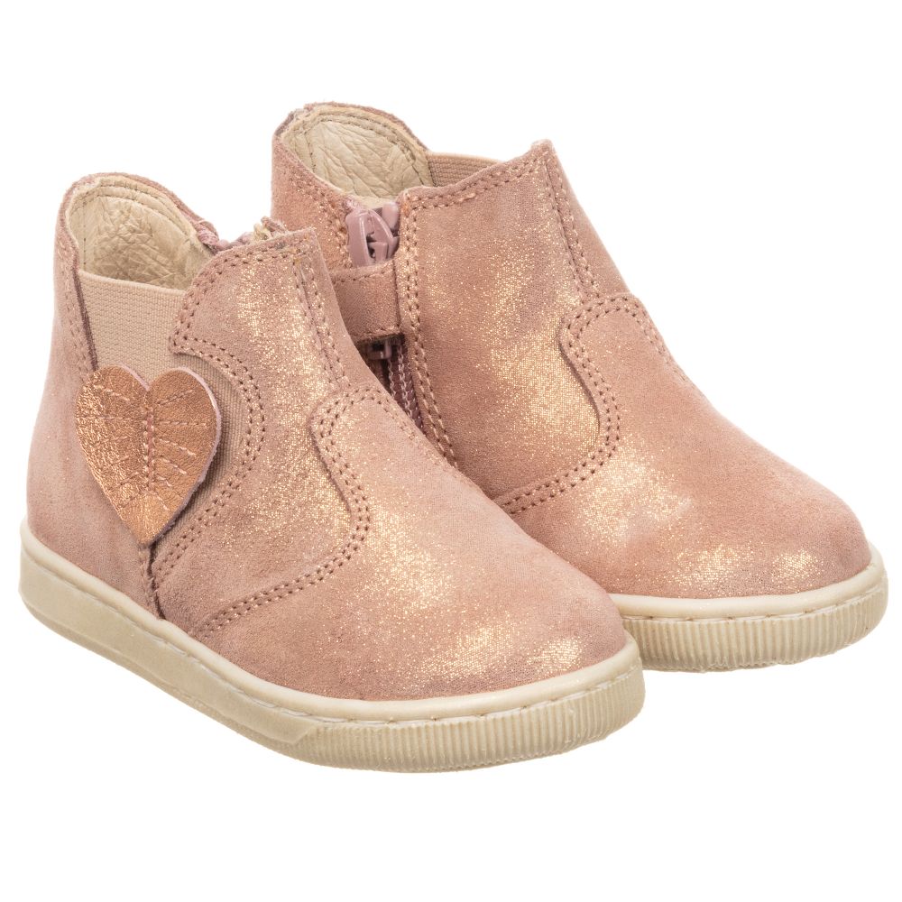 Falcotto by Naturino - Pink Suede Leather Ankle Boots | Childrensalon