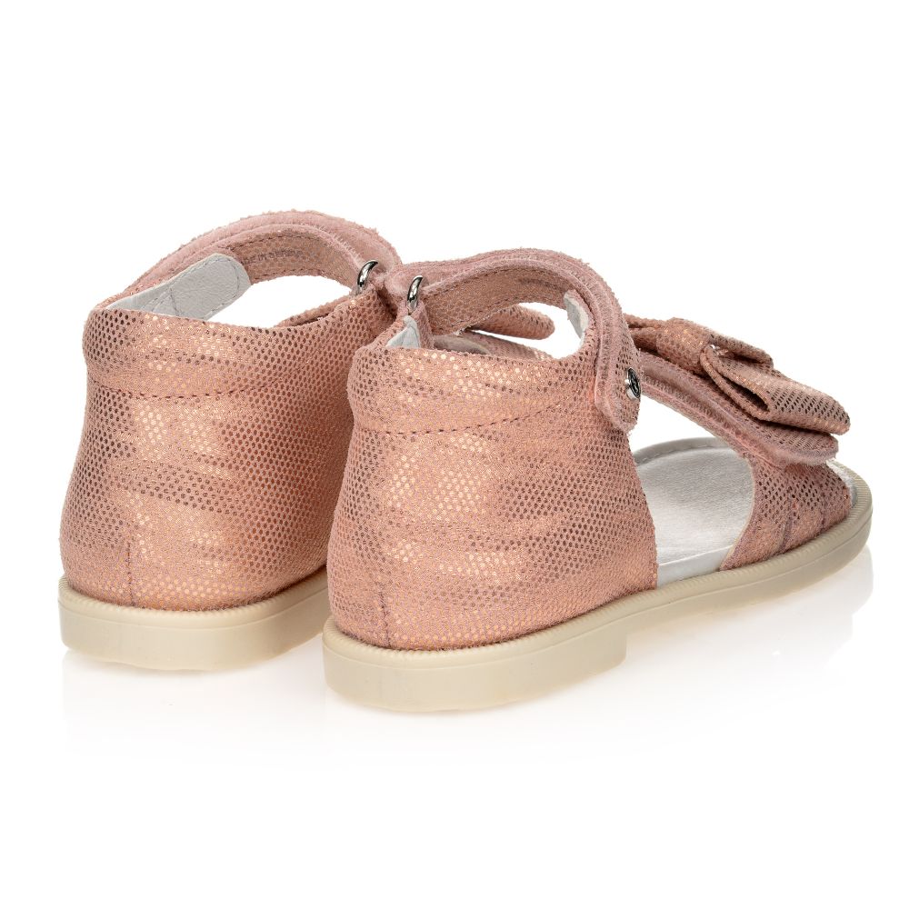 Falcotto by Naturino-Pink Suede Leather Bow Sandals | Childrensalon Outlet