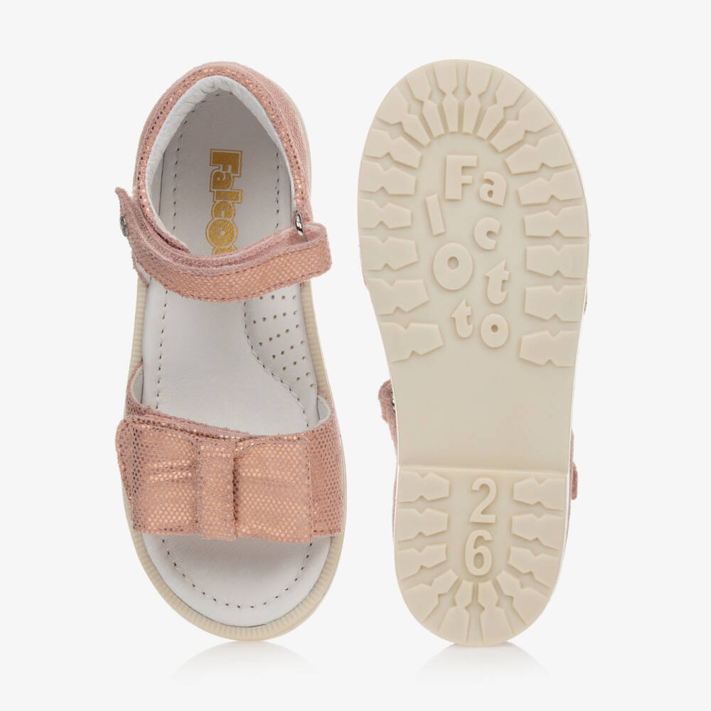 Falcotto by Naturino-Pink Suede Leather Bow Sandals | Childrensalon Outlet