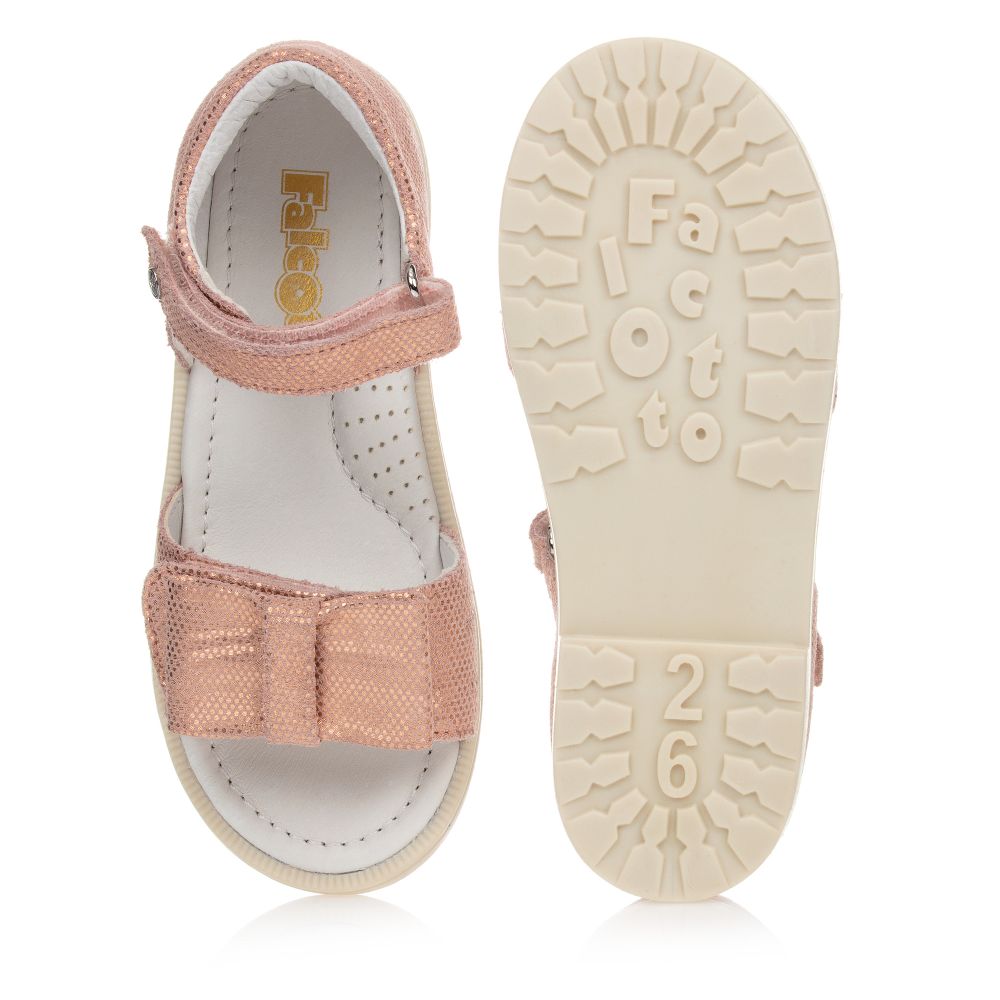 Falcotto by Naturino-Pink Suede Leather Bow Sandals | Childrensalon Outlet