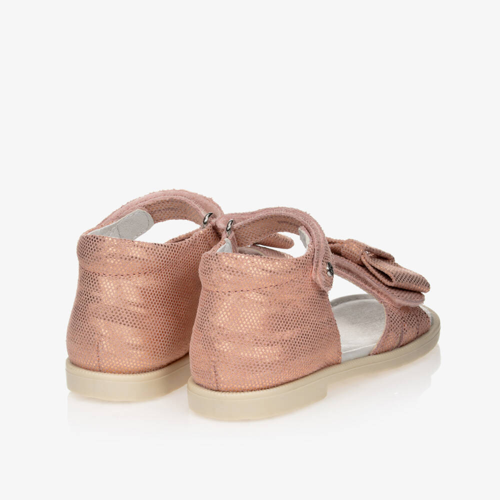 Falcotto by Naturino-Pink Suede Leather Bow Sandals | Childrensalon Outlet