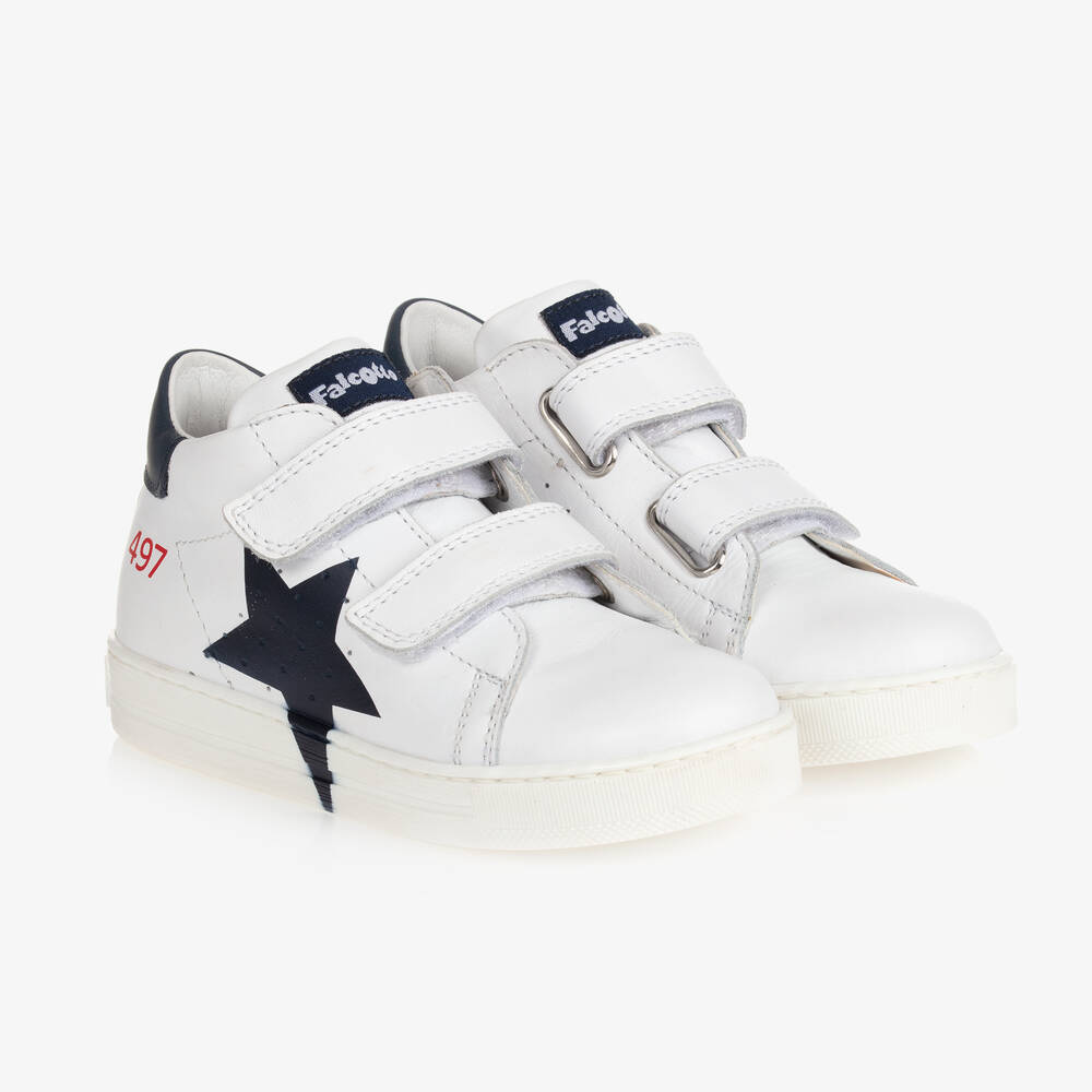 Falcotto by Naturino - White & Blue Star Trainers | Childrensalon