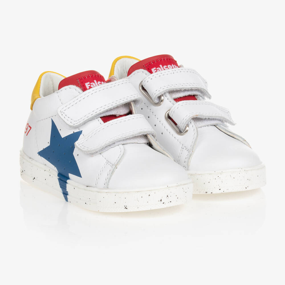 Falcotto by Naturino - White & Blue Star Trainers | Childrensalon