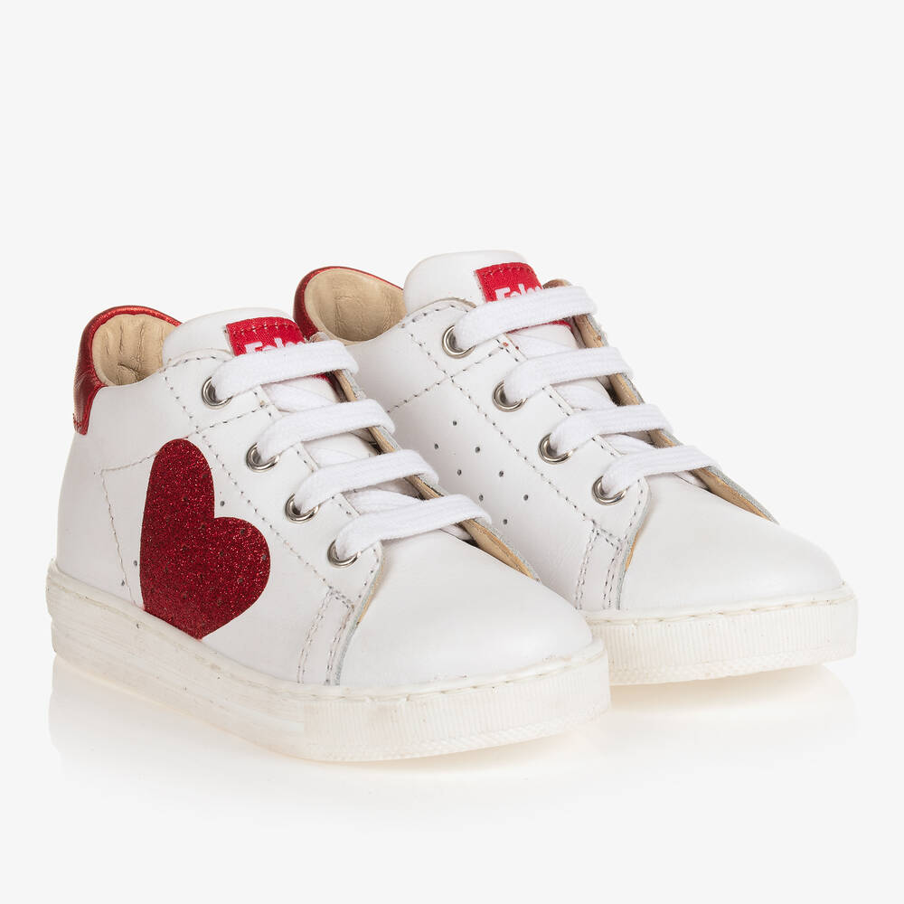 Falcotto by Naturino - White Leather Lace-Up Trainers | Childrensalon
