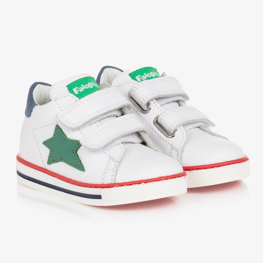 Falcotto by Naturino - White Leather Star Trainers  | Childrensalon