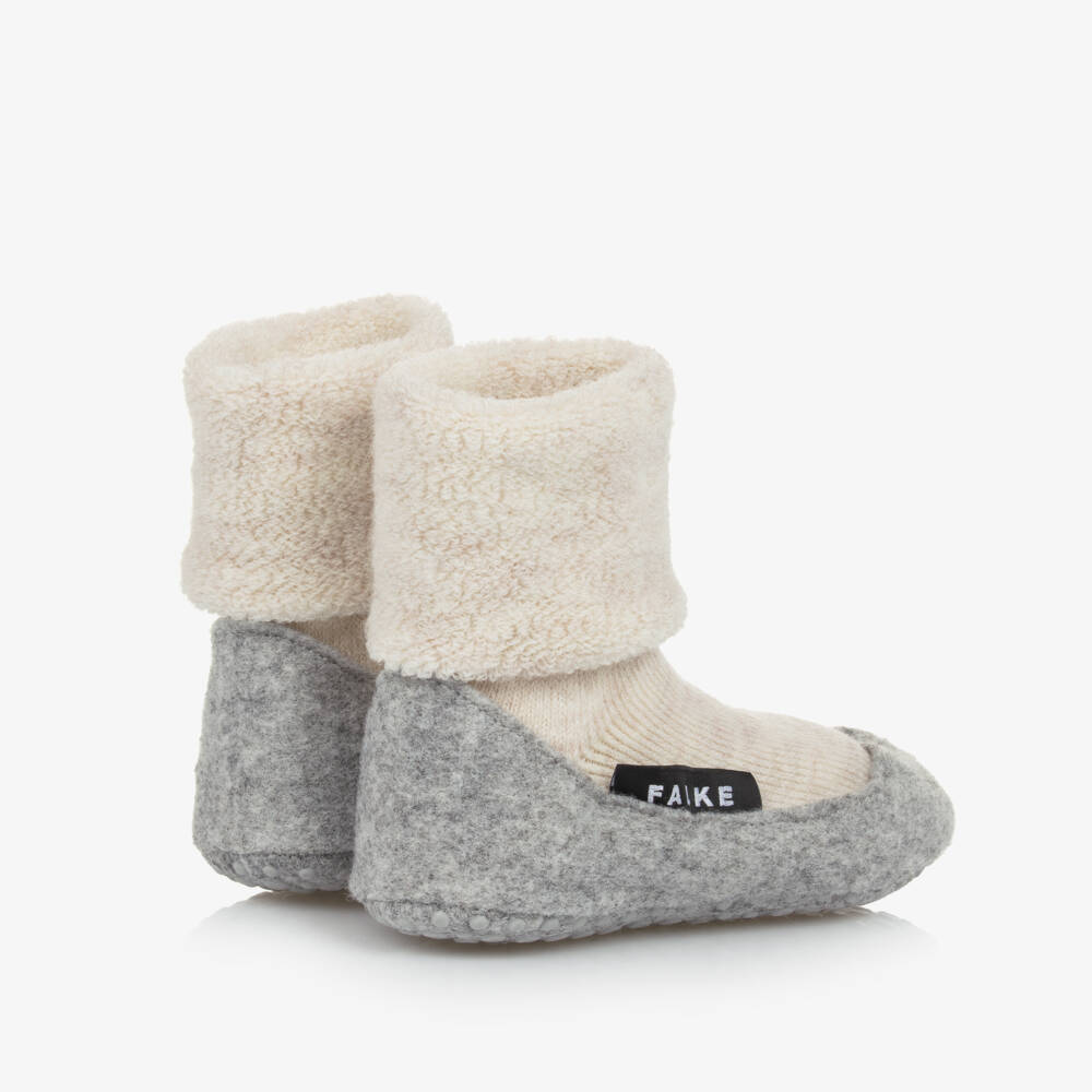 Falke-Beige Wool Slipper Socks | Childrensalon Outlet