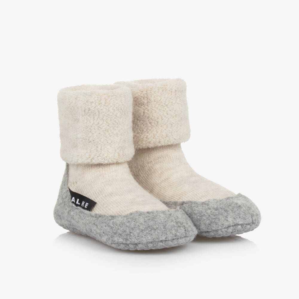 Falke-Beige Wool Slipper Socks | Childrensalon Outlet