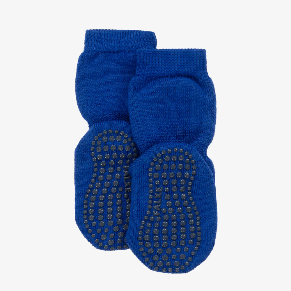 Falke-Blue Cotton & Wool Slipper Socks | Childrensalon Outlet