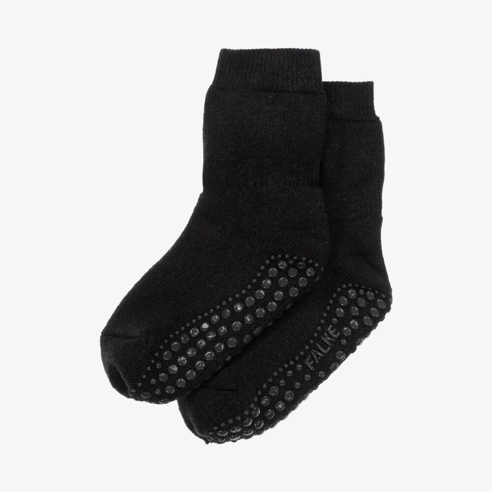 Falke-Boys Cozy Grey Woolen Slipper Socks | Childrensalon Outlet