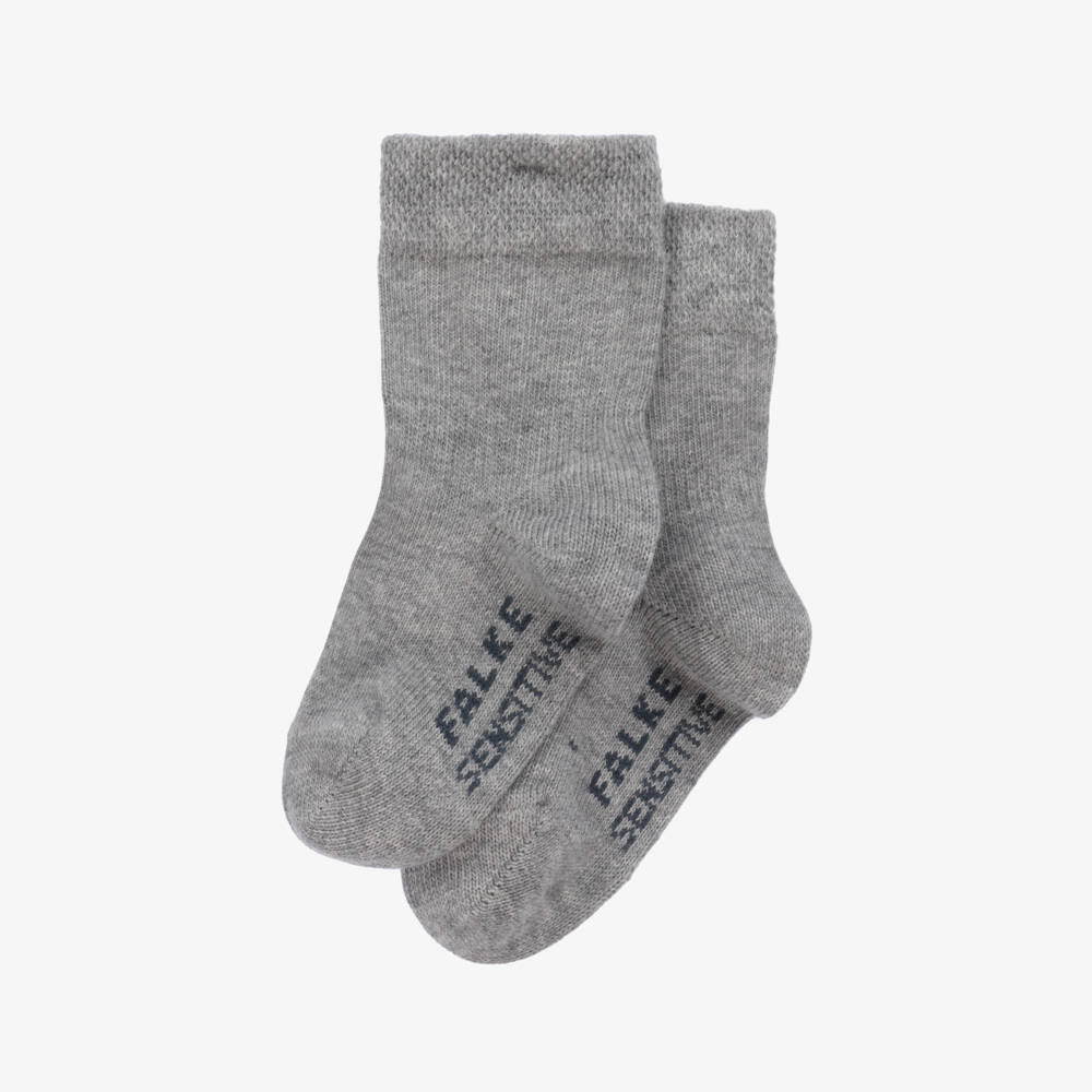 Falke-Boys Soft Grey Cotton Knit Socks | Childrensalon Outlet