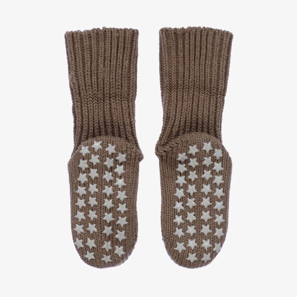 Falke-Brown Cotton Baby Slipper Socks | Childrensalon Outlet