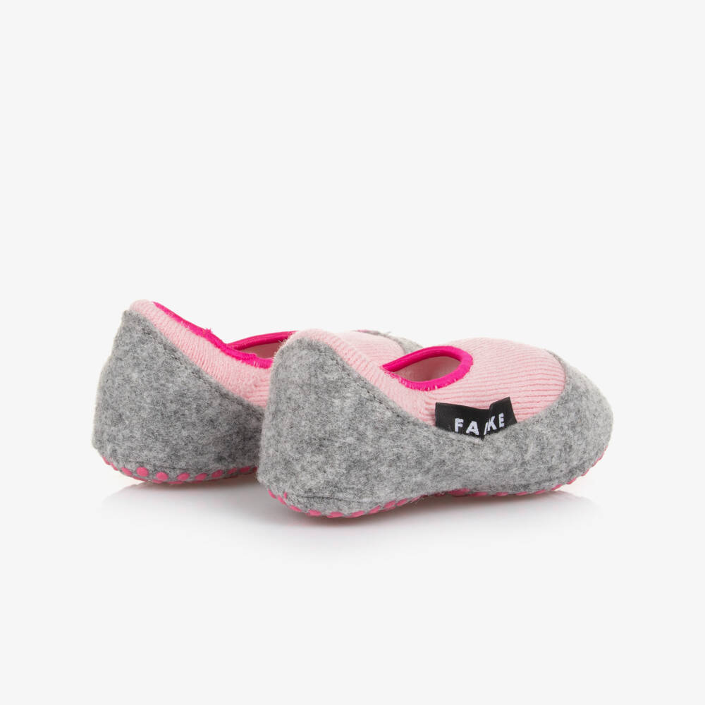 Falke-Girls Cozy Pink Wool Slippers | Childrensalon Outlet