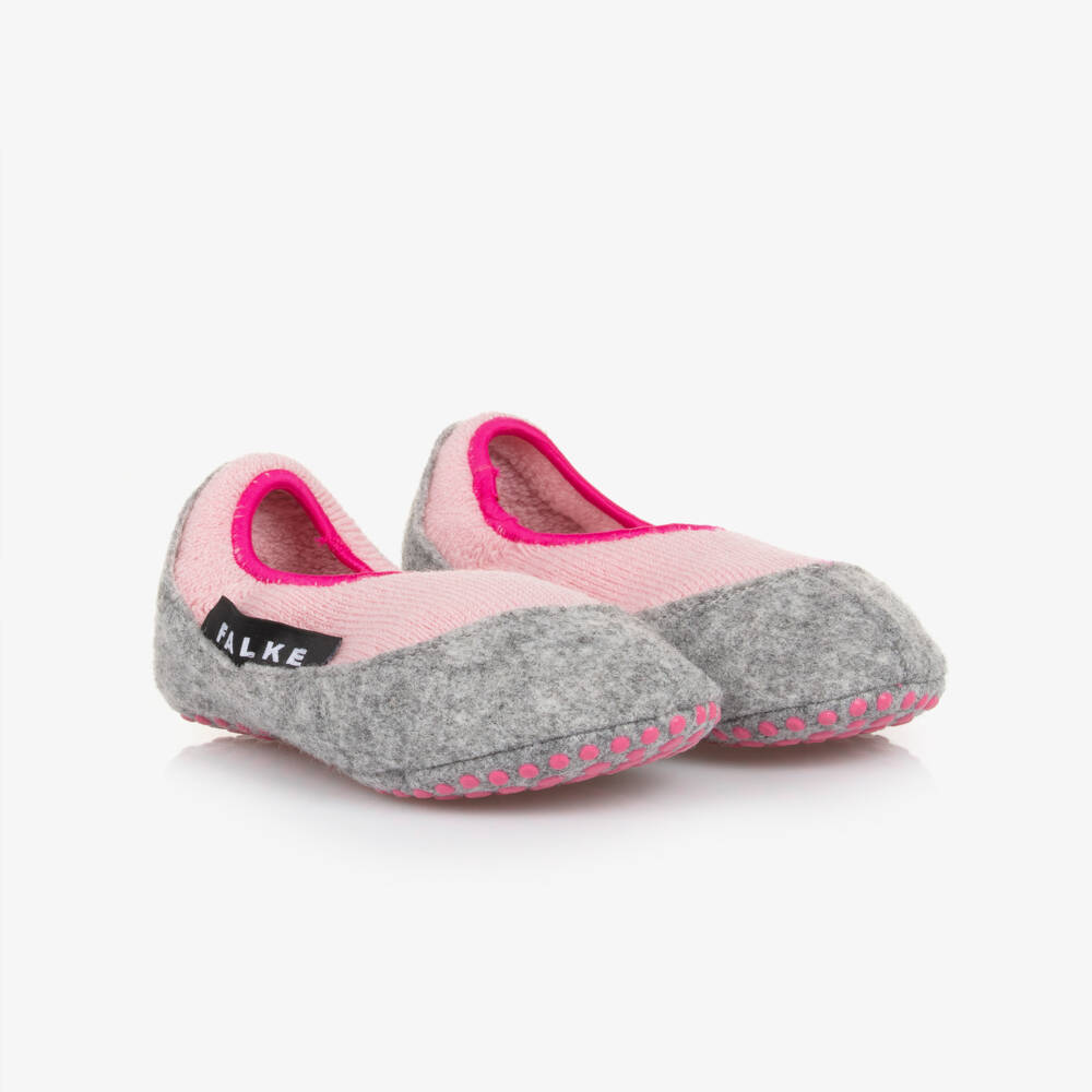 Falke-Girls Cozy Pink Wool Slippers | Childrensalon Outlet
