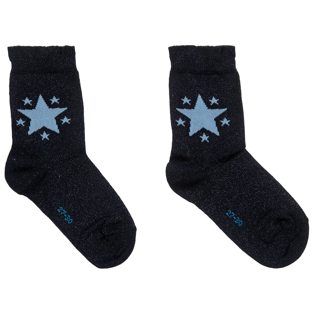 Falke - Girls Navy Blue Star Socks  | Childrensalon
