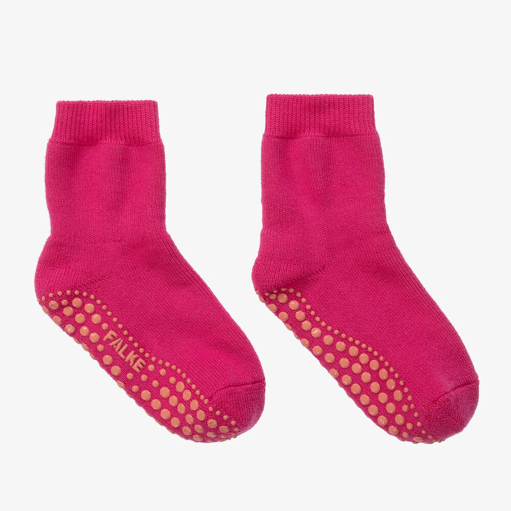 Falke - Chaussons-chaussettes roses coton et laine fille | Childrensalon