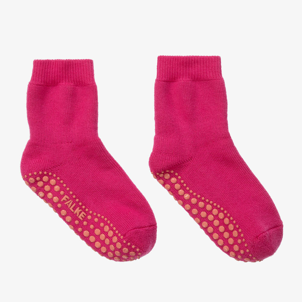 Falke - Girls Pink Cotton Wool Slipper Socks | Childrensalon