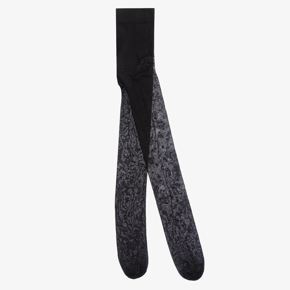 Falke-Girls Sheer Black Dot Tights | Childrensalon Outlet