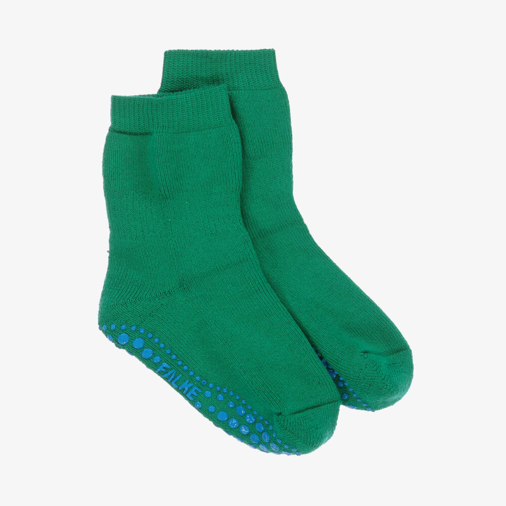 Falke-Green Cotton Wool Slipper Socks | Childrensalon Outlet