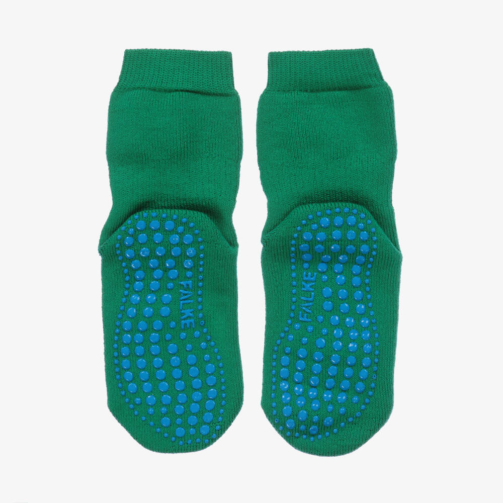 Falke-Green Cotton Wool Slipper Socks | Childrensalon Outlet