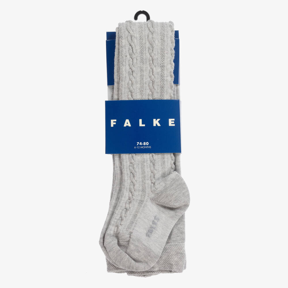 Falke-Grey Cable Knit Cotton Tights | Childrensalon Outlet