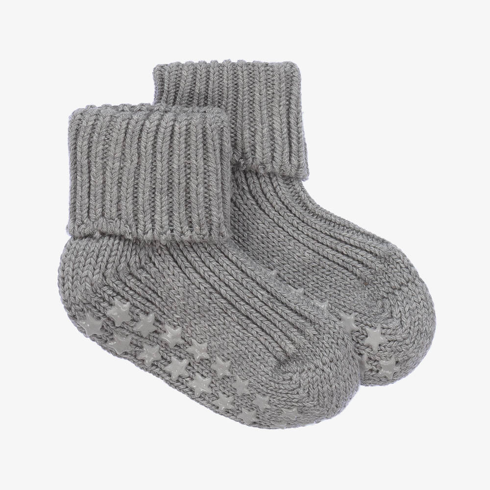 Falke - Серые хлопковые носки-тапочки для малышей | Childrensalon