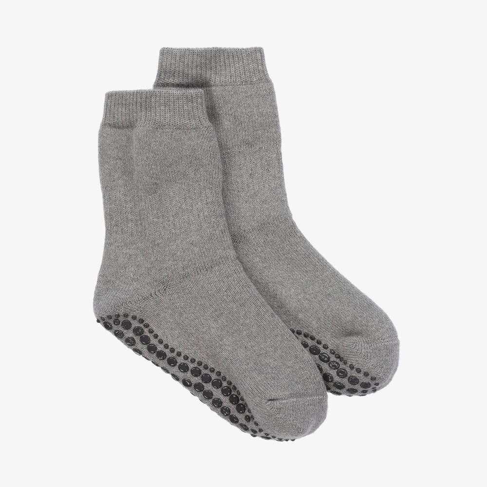 Falke-Grey Cotton & Wool Slipper Socks | Childrensalon Outlet