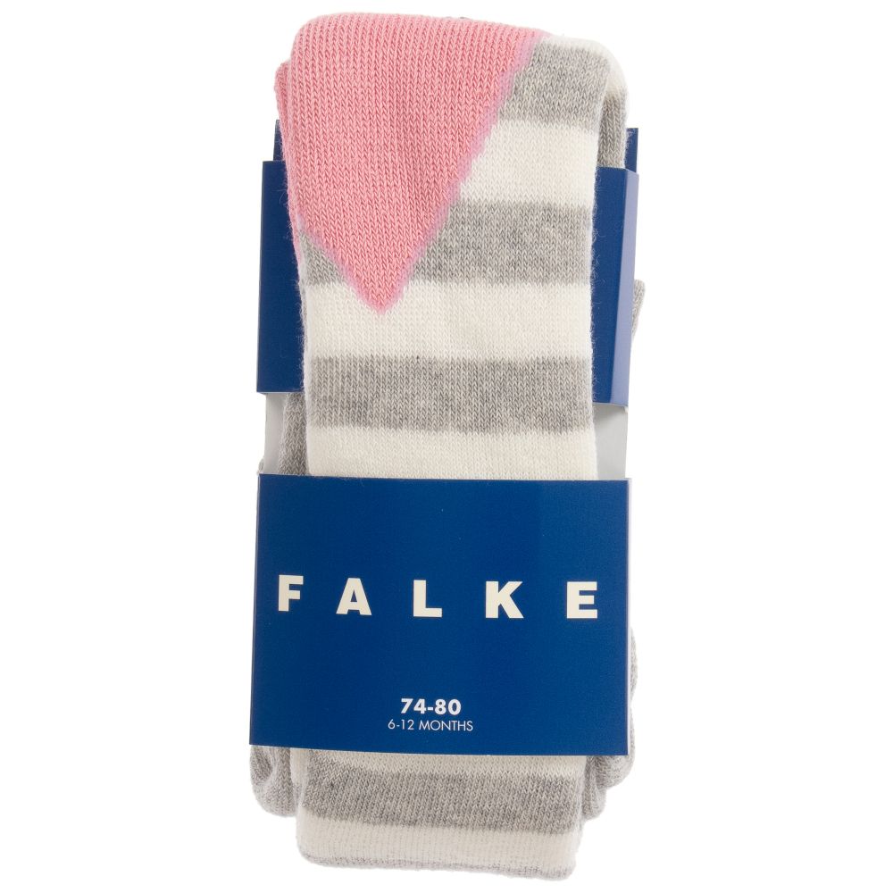 Falke-Grey & White Striped Tights | Childrensalon Outlet