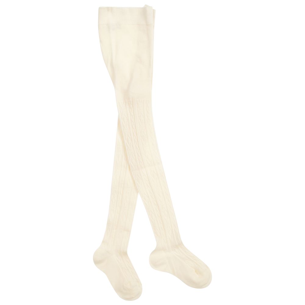 Falke - Ivory Cable Knit Wool Tights | Childrensalon