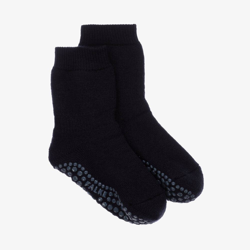 Falke-Navy Blue Cotton & Wool Slipper Socks | Childrensalon Outlet