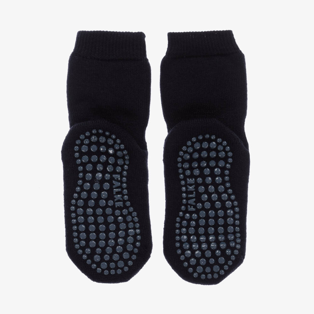 Falke-Navy Blue Cotton & Wool Slipper Socks | Childrensalon Outlet