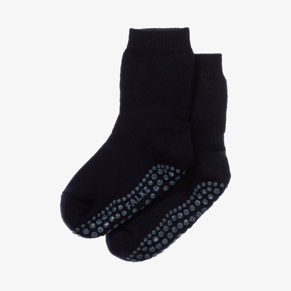 Falke-Navy Blue Cotton & Wool Slipper Socks | Childrensalon Outlet