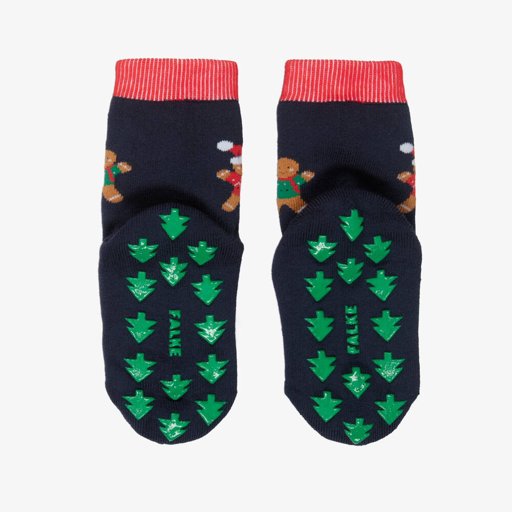Falke-Navy Blue Gingerbread Man Slipper Socks | Childrensalon Outlet