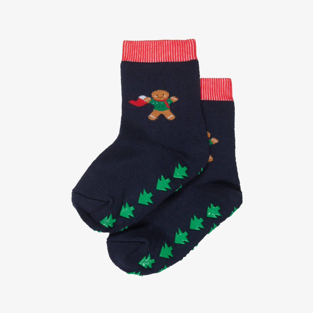 Falke-Navy Blue Gingerbread Man Slipper Socks | Childrensalon Outlet